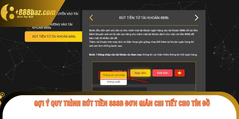 Gợi ý quy trình rút tiền 888b đơn giản chi tiết cho tín đồ